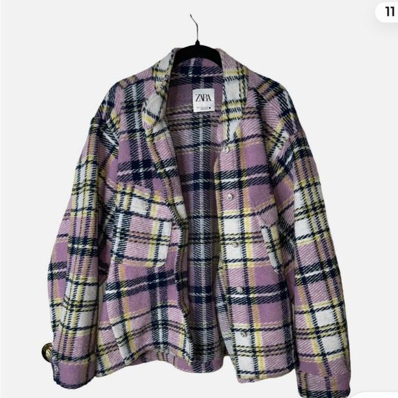 -SALE-Zara Blogger Favorite Lavender Plaid Oversized Shacket in size Medium - Picture 3 of 14